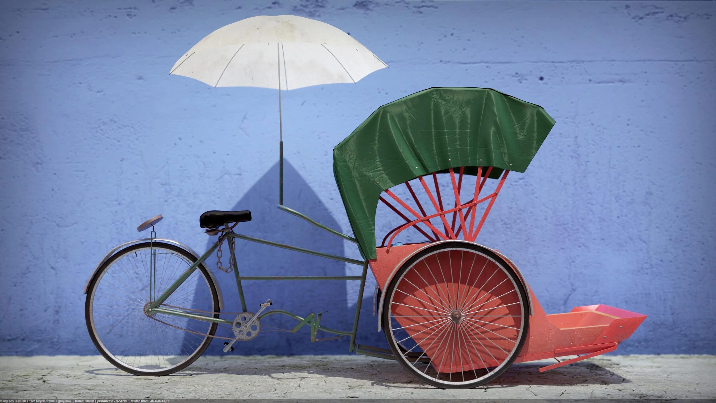 3d modeling, unwrapping and modeling of a Rickshaw bike
