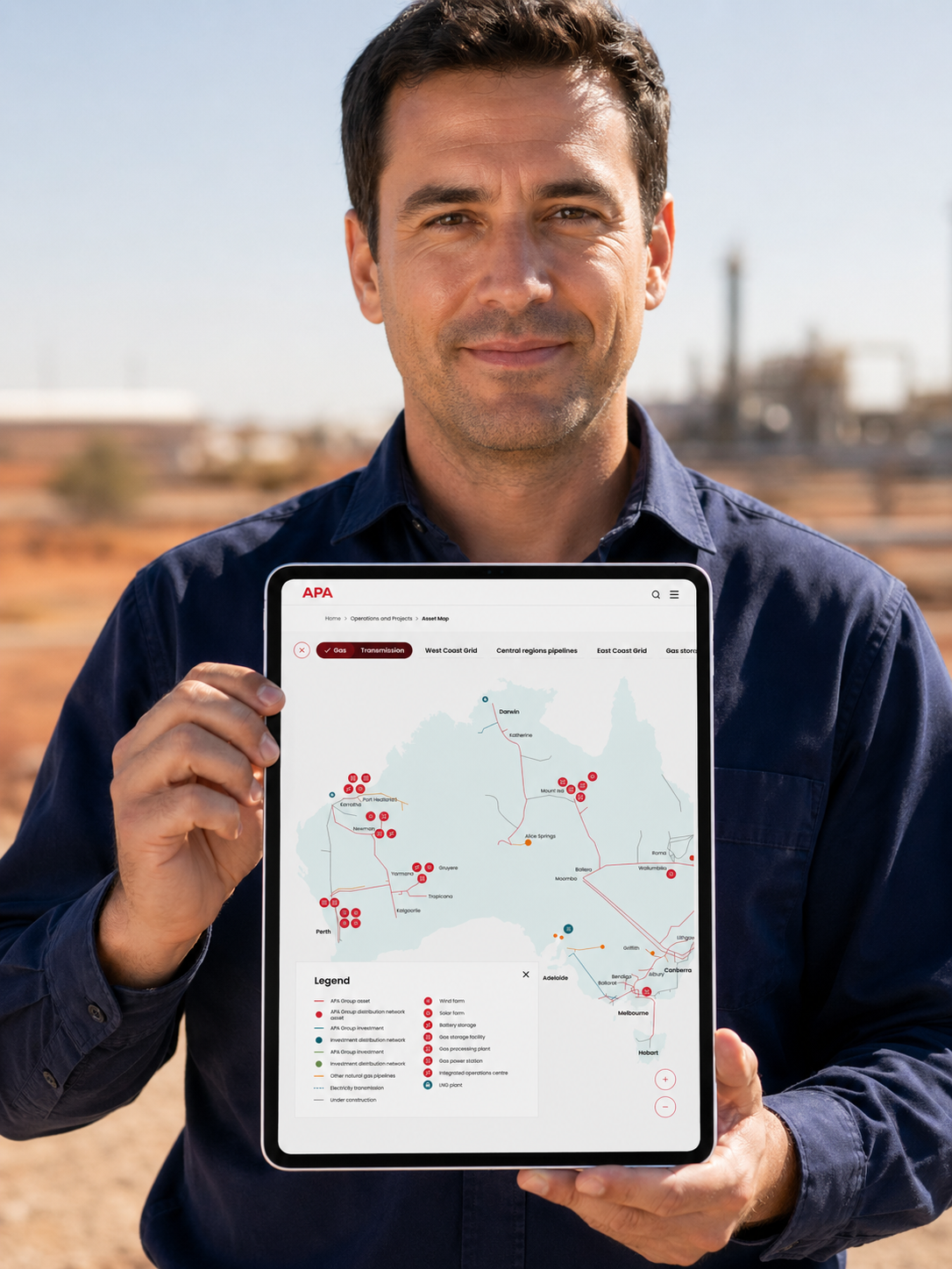 APA Group operating footprint and network map visualization
