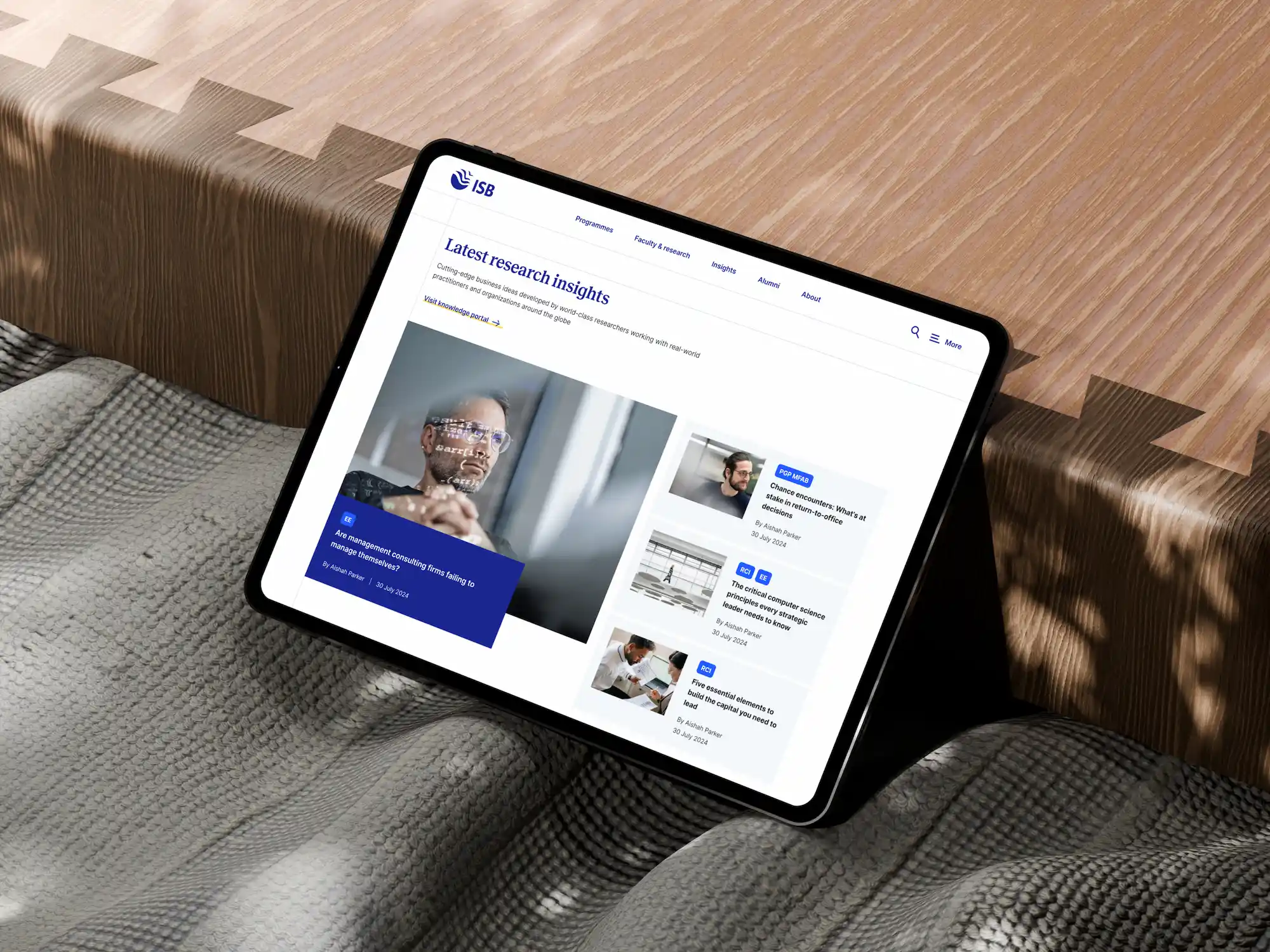 ISB Insights section on iPad in horizontal orientation