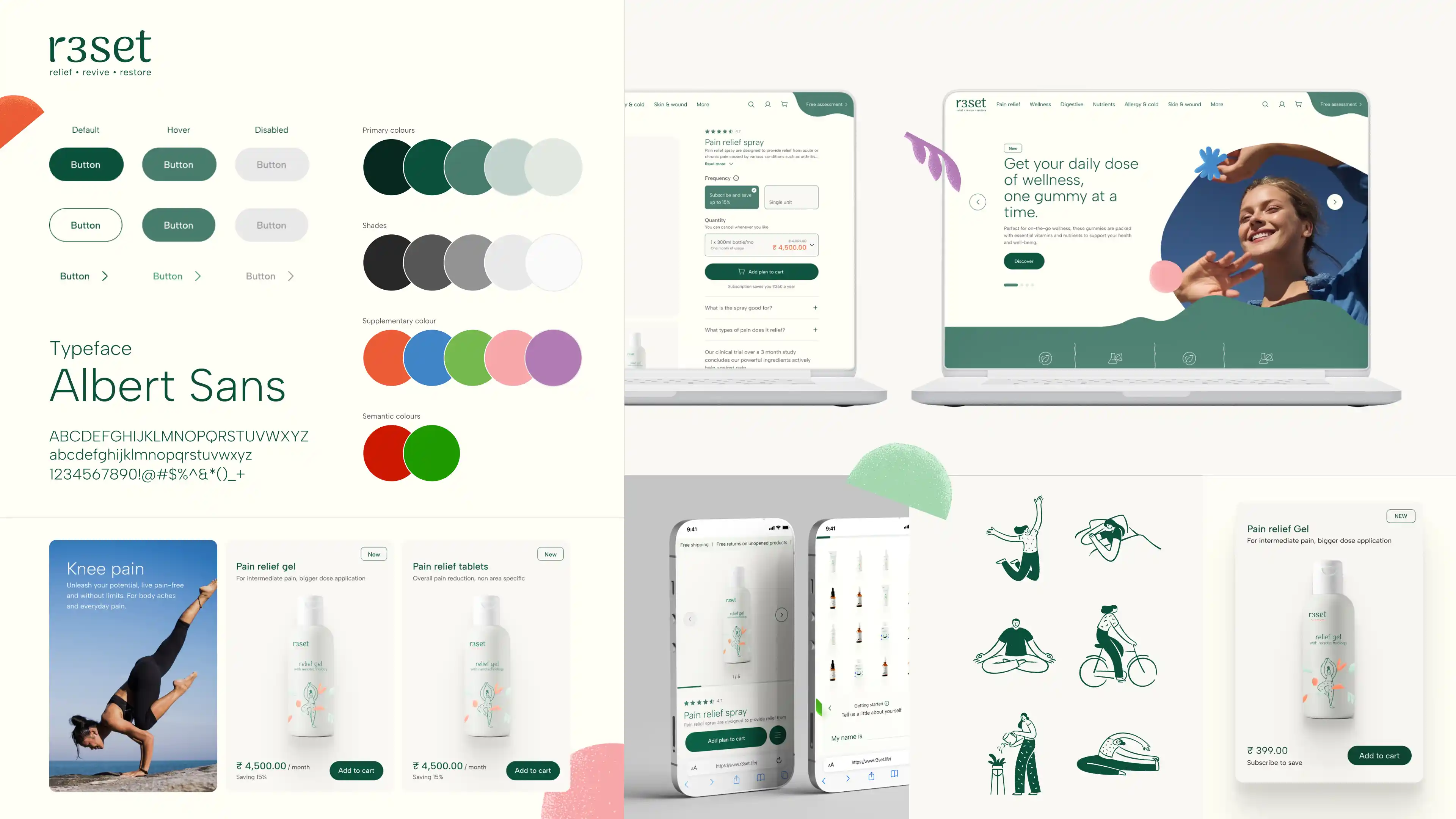R3set Life design system across desktop and mobile