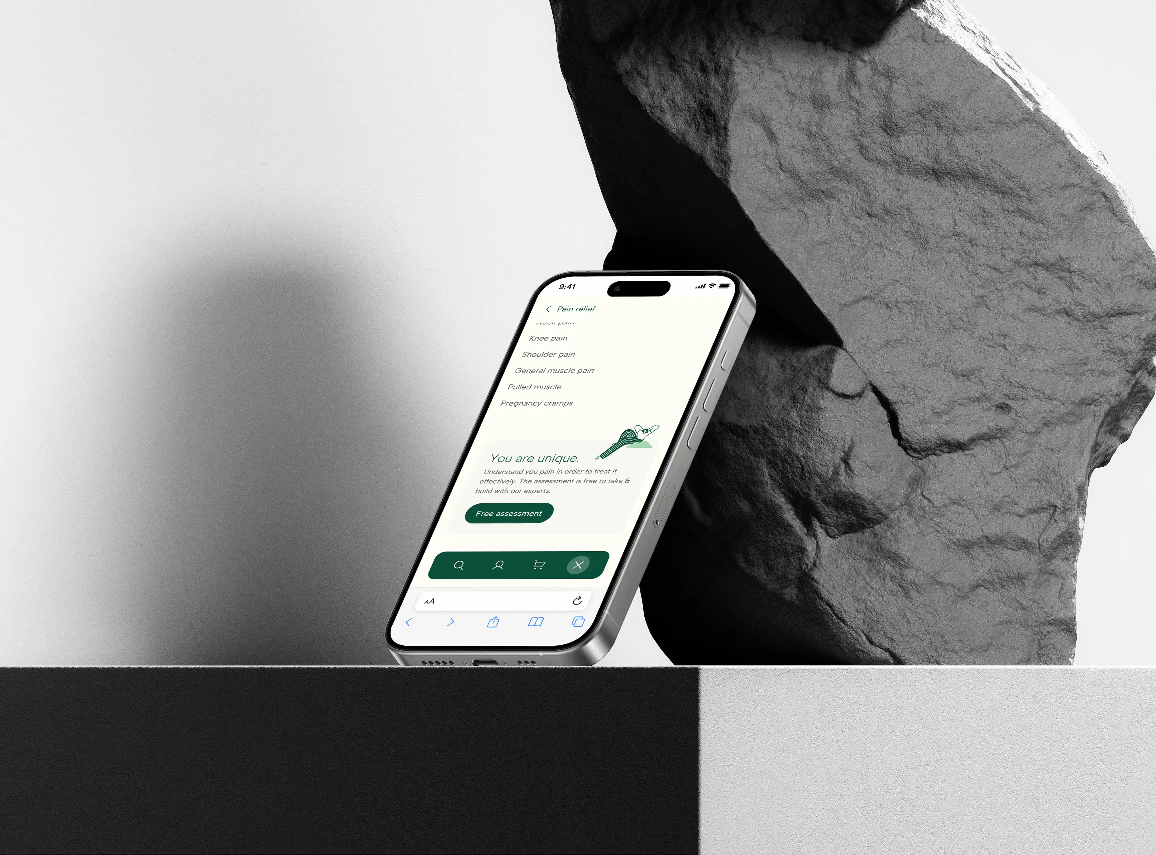 R3set Life menu and free assessment entry — mobile layout