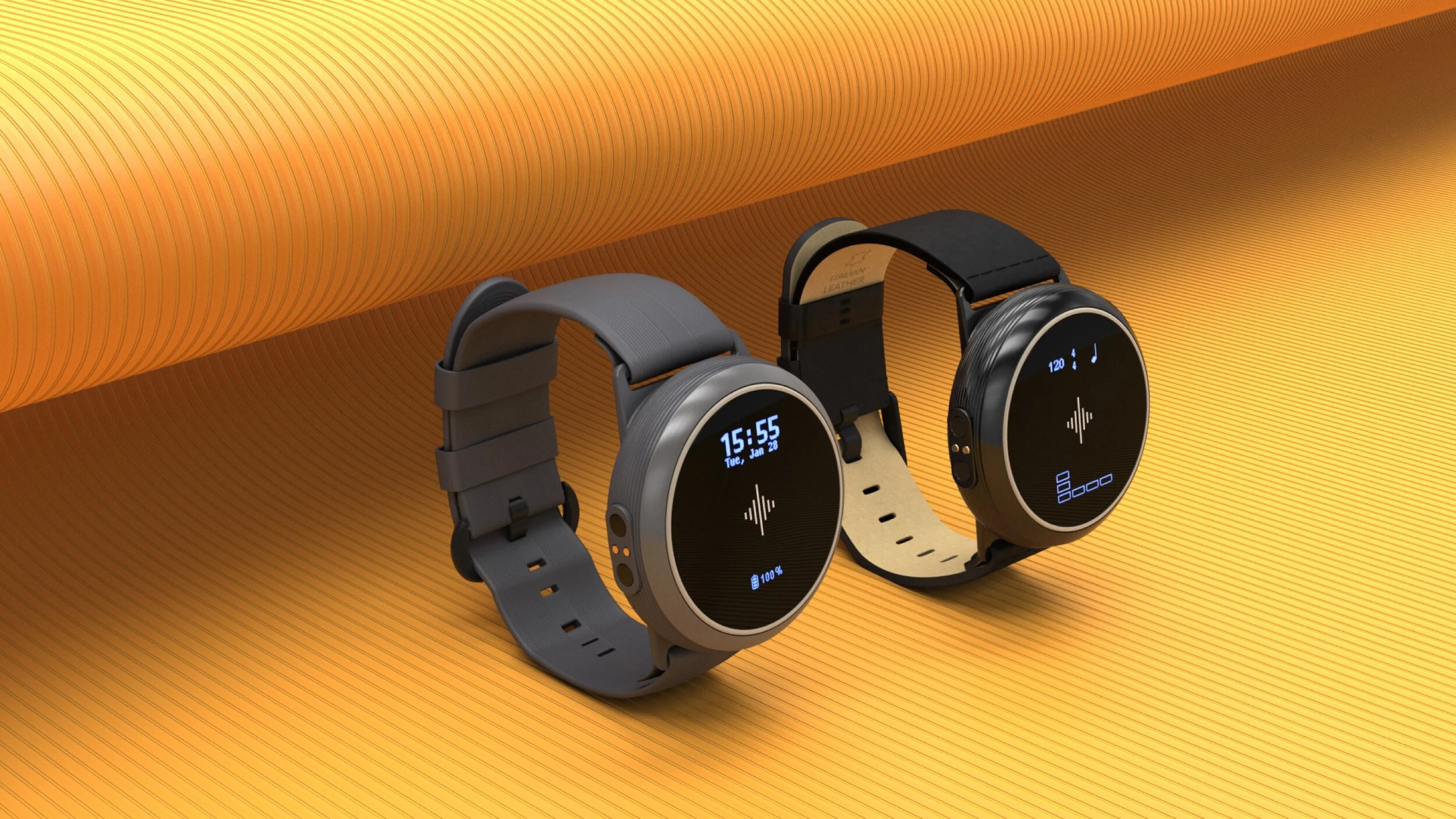 3D renders of two Soundbrenner Core watches